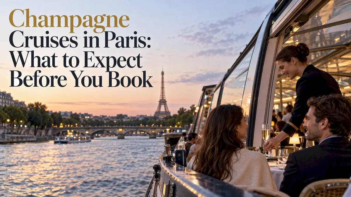 Champagne served aboard a Seine cruise